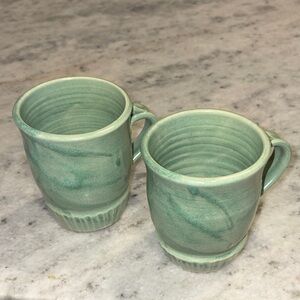 Green Ceramic Mugs Set